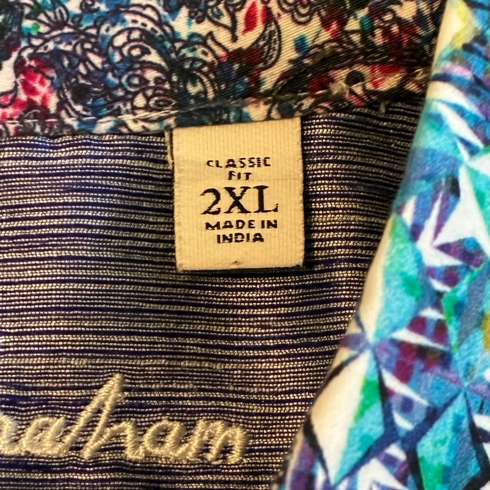 ROBERT GRAHAM Abstract Print Classic Fit Short Sleeve Button Front Shirt 2XL - Picture 7 of 9